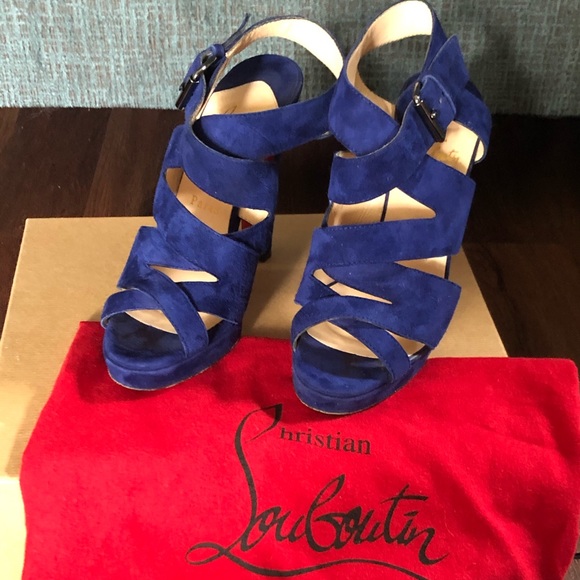 Christian Louboutin size 37 royal blue suede heels - Picture 2 of 8
